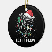 流れ解剖学ハート心ナースサンタハット セラミックオーナメント (左)