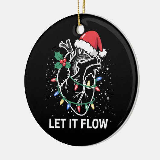 流れ解剖学ハート心ナースサンタハット セラミックオーナメント (左)