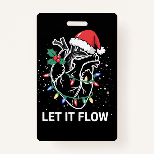 流れ解剖学ハート心ナースサンタハット バッジ (正面)