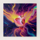 流れ鮮やかヘアウーマンポートレートジグソーパズル ジグソーパズル (横)