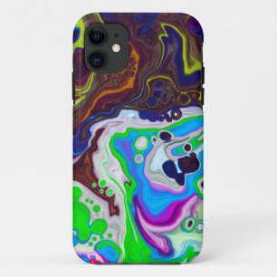 流カラフルモダン体アートの絵画細胞を注ぐ iPhone 11 ケース