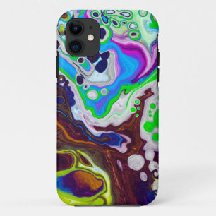 流カラフルモダン体アートの絵画細胞を注ぐ iPhone 11 ケース