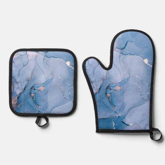 流モダン流芸術 鍋つかみ&鍋敷きセット (正面)