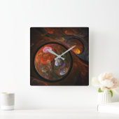 流体つながり抽象芸術アートスクエア スクエア壁時計 (ホーム)