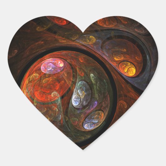 流体つながり抽象芸術アートハート ハートシール (正面)