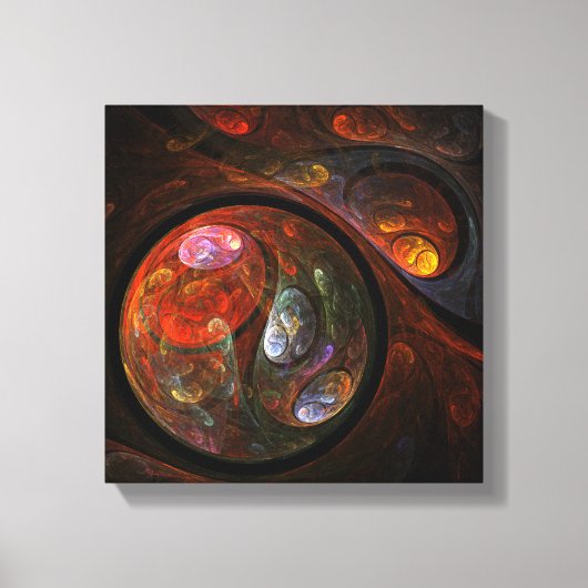 流体つながり抽象芸術アートブラックアンドホワイト キャンバスプリント (正面)