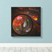 流体つながり抽象芸術アートブラックアンドホワイト キャンバスプリント (インサイチュ (ウッドフロア))