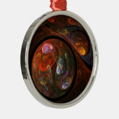 流体つながり抽象芸術アートラウンド メタルオーナメント (右)