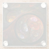 流体つながり抽象芸術アート ガラスコースター (裏面)