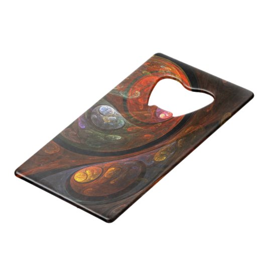 流体つながり抽象芸術アート クレジットカード栓抜き (正面アングル)