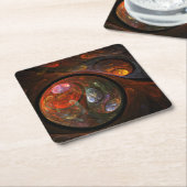 流体つながり抽象芸術アート スクエアペーパーコースター (アングル)