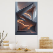 流体の優雅さ：彫刻の螺旋階段 ポスター (キッチン)