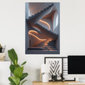 流体の優雅さ：彫刻の螺旋階段 ポスター (ホームオフィス)