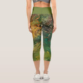 流体の森、緑、黄色、タン カプリレギンス (裏面)