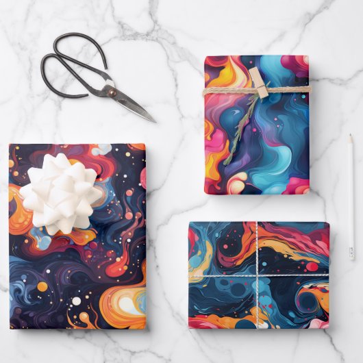 流体の錬金術:ダイナミック変換デザイン ラッピングペーパーシート (正面)