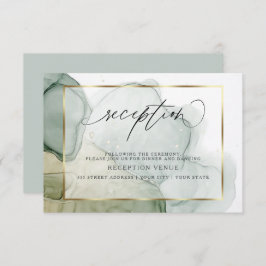 流体アルコールインクの chic なミューテッドグリーン 招待状