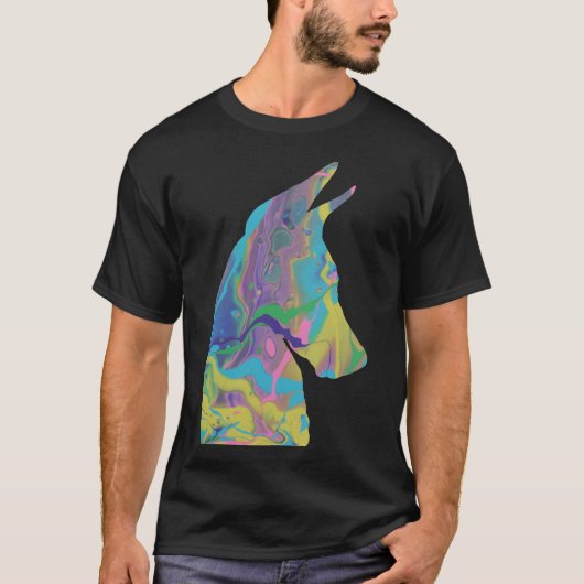 流体アートアクリル注入ドベルマン Tシャツ (正面)