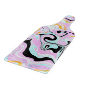 流体アートコットンキャンディーピンク、ティール(緑がかった色)、ブラックと金ゴールド カッティングボード (角)