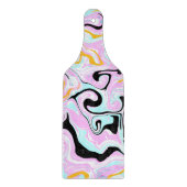 流体アートコットンキャンディーピンク、ティール(緑がかった色)、ブラックと金ゴールド カッティングボード (正面)