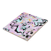 流体アートコットンキャンディーピンク、ティール（緑がかった色）、ブラックと金ゴールド タイル (側面)