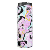 流体アートコットンキャンディーピンク、ティール(緑がかった色)、ブラックと金ゴールド タンブラー (裏面)