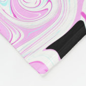 流体アートコットンキャンディーピンク、ティール(緑がかった色)、ブラックと金ゴールド フリースブランケット (角)