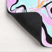 流体アートコットンキャンディーピンク、ティール(緑がかった色)、ブラックと金ゴールド マウスパッド (コーナー)