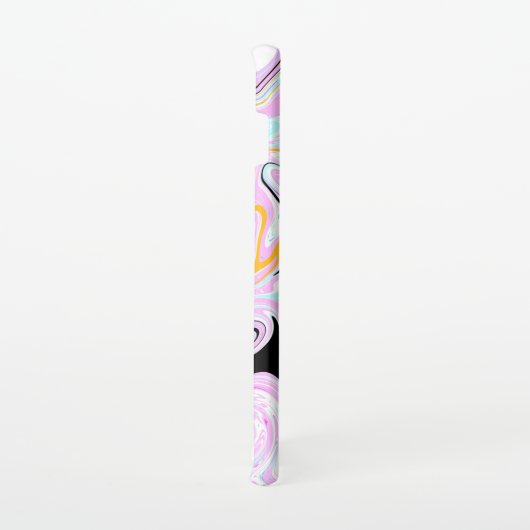 流体アートコットンキャンディーピンク、ティール（緑がかった色）、ブラックと金ゴールド SAMSUNG GALAXYケース (右側)