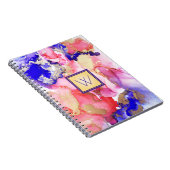 流体アートモノグラムレッドパープル抽象芸術 ノートブック (右側)