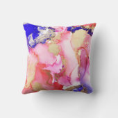 流体アート抽象芸術ピンクパープル金ゴールドメタリック クッション (裏面)