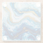 流体エレガントアート装飾タイル – 抽象芸術ブルー ガラスコースター (裏面)