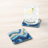流体エレガントアート装飾タイル – 抽象芸術ブルー コースター (右側)