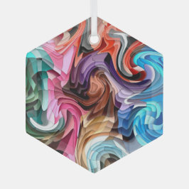 流体カッコいいカラフルパッチワークのモザイクサンキャッチャー ガラスオーナメント