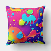 流体カラーのカオス：ダイナミックデジタルアートワーク クッション (裏面)