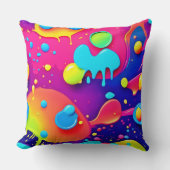 流体カラーのカオス：ダイナミックデジタルアートワーク クッション (正面)