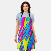 流体カラー:ドリッピング抽象芸術最高傑作 エプロン (着用した状態)