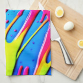 流体カラー：ドリッピング抽象芸術最高傑作 キッチンタオル (四つ折り)