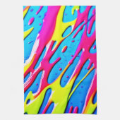 流体カラー：ドリッピング抽象芸術最高傑作 キッチンタオル (縦)