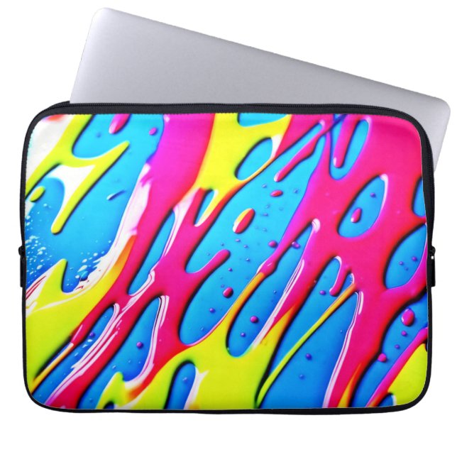 流体カラー：ドリッピング抽象芸術最高傑作 ラップトップスリーブ (正面)