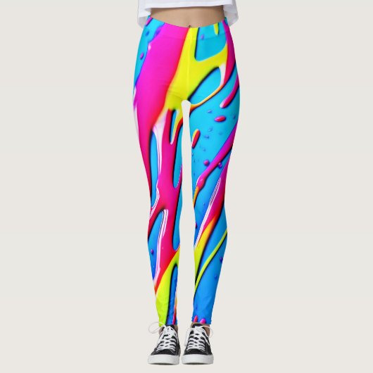 流体カラー：ドリッピング抽象芸術最高傑作 レギンス (正面)