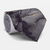 流体スワール大理石ゴールデンブラックネックタイ ネクタイ (ロール)