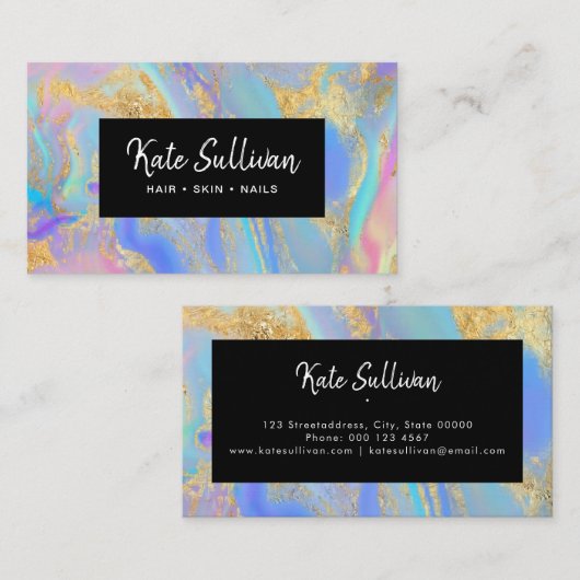 流体パステルカラーのヘアスキン爪、 ネイル 名刺 (正面/裏面)