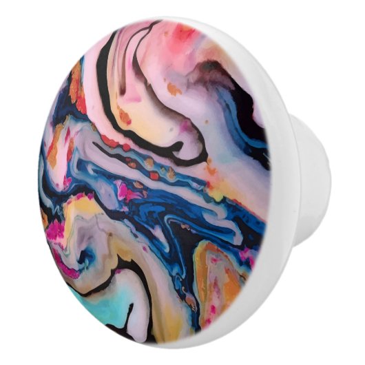流体マカラフルブリング抽象化 セラミックノブ (右)