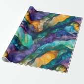 流体モダンア絵を描ートのアルコカラフルールインク ラッピングペーパー (アンロールド)