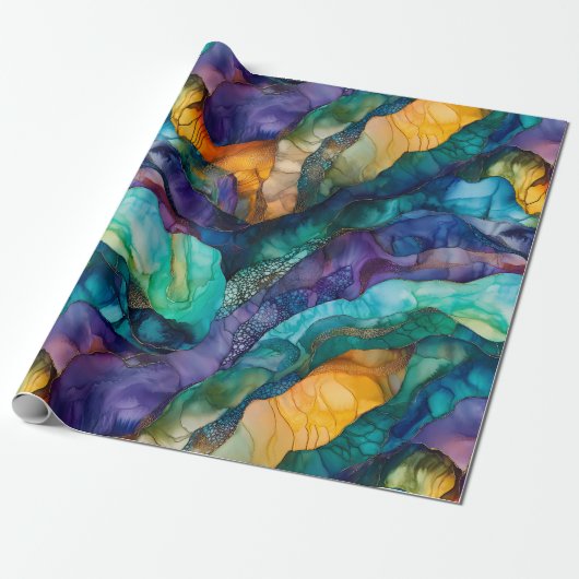 流体モダンア絵を描ートのアルコカラフルールインク ラッピングペーパー (アンロールド)