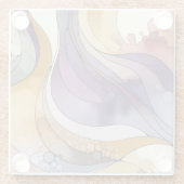 流体ラインの紫色と金色の抽象芸術水色 ガラスコースター (裏面)