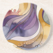 流体ラインの紫色と金色の抽象芸術水色