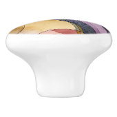 流体ラインの紫色と金色の抽象芸術水色 セラミックノブ (側面)