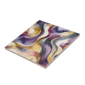 流体ラインの紫色と金色の抽象芸術水色 タイル (側面)