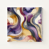 流体ラインの紫色と金色の抽象芸術水色 ノートブック (裏面)